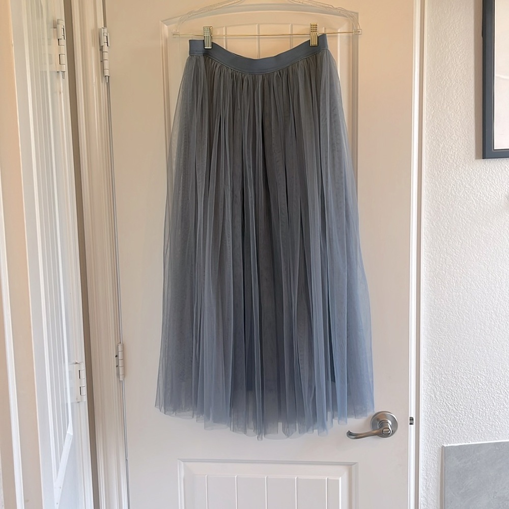 Altar’d State Dusty Blue Tulle Skirt Medium Maxi/Midi
